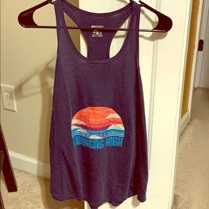 Navy Brooks racerback tank ‘Runners High’ on front